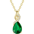 FANCIME 14K Solid Yellow Gold Teardrop Pendant with Diamond Birthstone Necklace Birthday Gifts for Mom Women, Sterling Silver Chain 16" + 2" Extender
