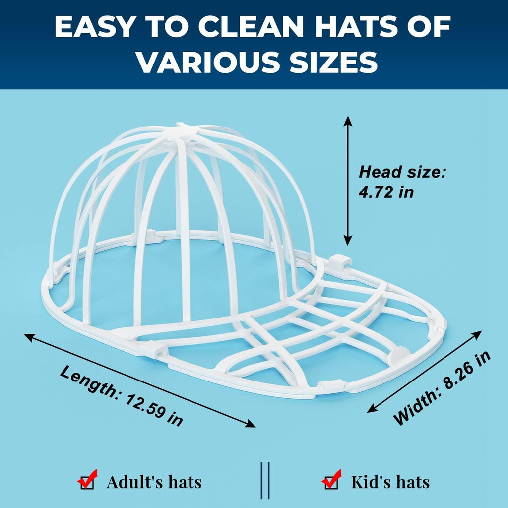 Haiou Hat Washer Cage - Protect Shape & Prevent Damage In Washing Machine/Dishwasher, Fits All Baseball Caps，White (4 Pack)