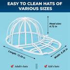 Haiou Hat Washer Cage - Protect Shape & Prevent Damage In Washing Machine/Dishwasher, Fits All Baseball Caps，White (4 Pack)