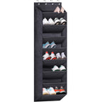 Sleeping Lamb Over The Door Shoe Organizer For Closet With Large Deep Pockets, Narrow Shoe Rack For Door Hanging Boots Storage, Black