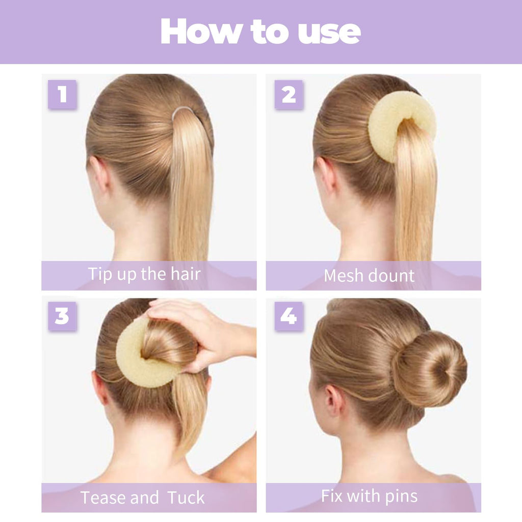 Tsmaddts Donut Bun Maker, Hair Bun Maker Set For Ballet Styling, Washable | Soft Nylon, Hair Donut Shaper, For Daily, Party, Hair Buns For Girl, Women And Dancer, 3 Size Donut Bun With 20Pcs Bobby Pins