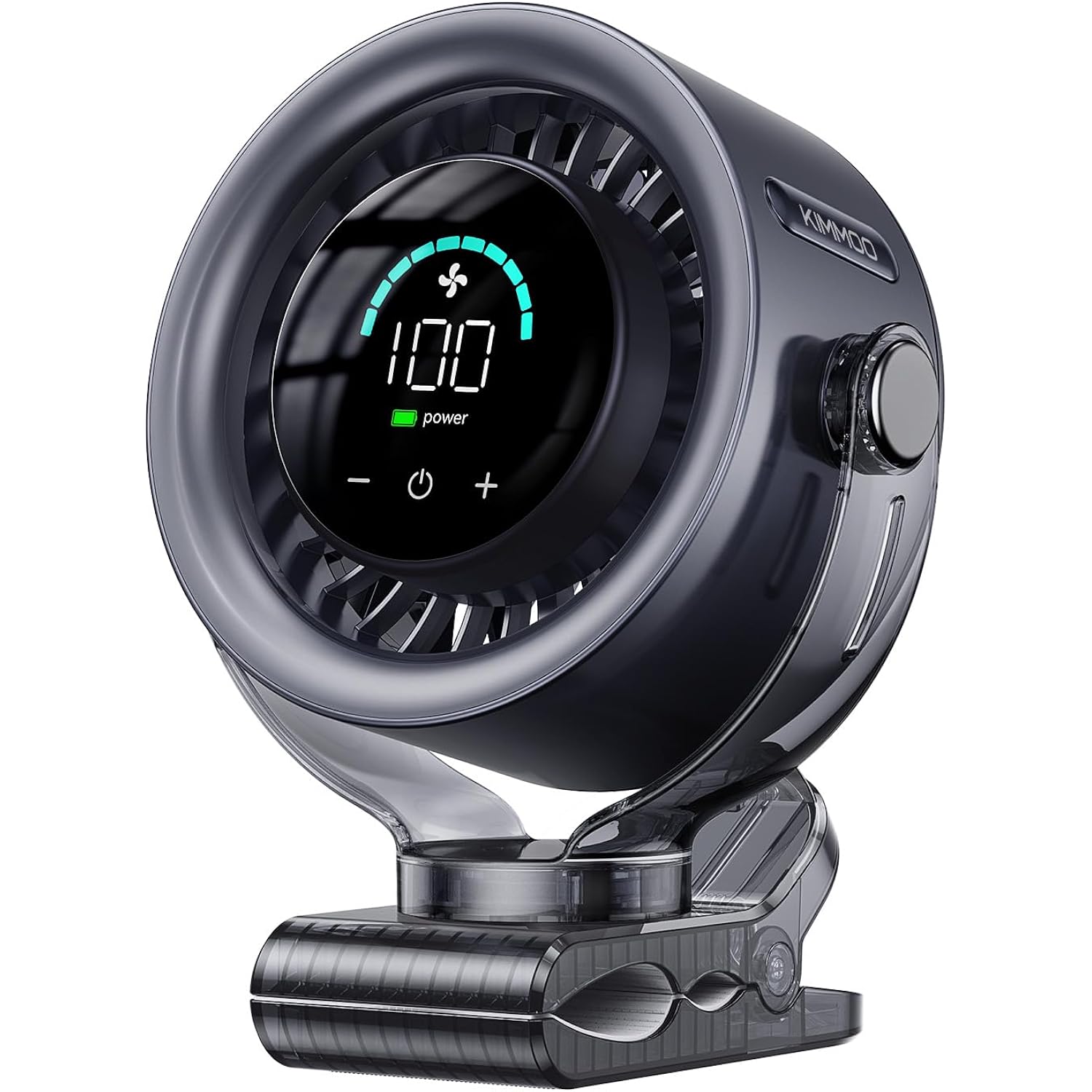 4000Mah Rechargeable Portable Clip On Fan-100-Speed Touch Control, Led Display, 360° Rotate Quiet Turbo Desk Fan, Small Battery Operated Usb Fan For Stroller Bed Travel Camping Golf Gym (Black)