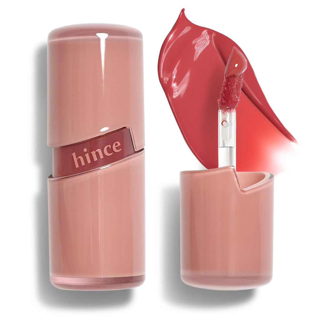 HINCE Raw Glow Lip Tint - Stain Glazed, Glossy Dewy Lip Gloss, Non Sticky & Long Wearing for Natural Glass Glow, Hydrating, Moisturizing Liquid Lipstick, Vegan, 0.13 fl.oz. (RAW ROSE, 02)