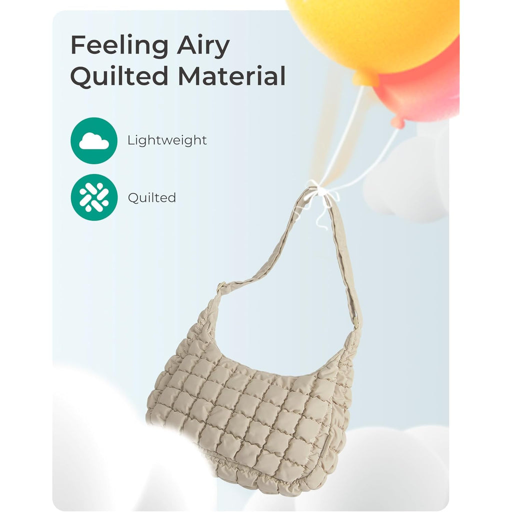 BAGSMART Quilted Crossbody Bag for Women, Lightweight Puffer Purse for Travel, Daily Use & Work