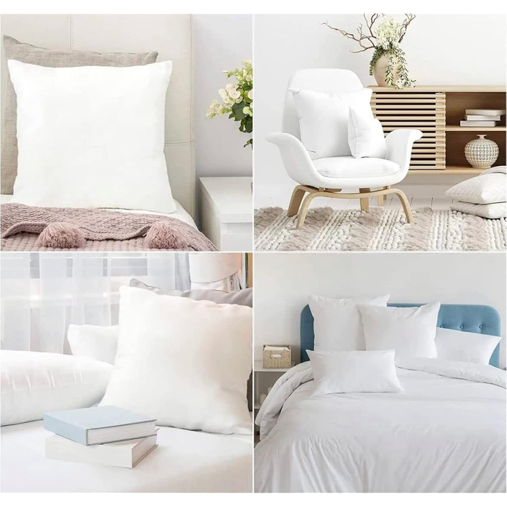 QUBA LINEN 18 x 18 Throw Pillow Insert - Pack of 4 White, Down Alternative Pillow Inserts for Decorative Pillow Covers, Throw Pillows for Bed, Couch Pillows for Living Room (18" x 18" (Pack of 4))