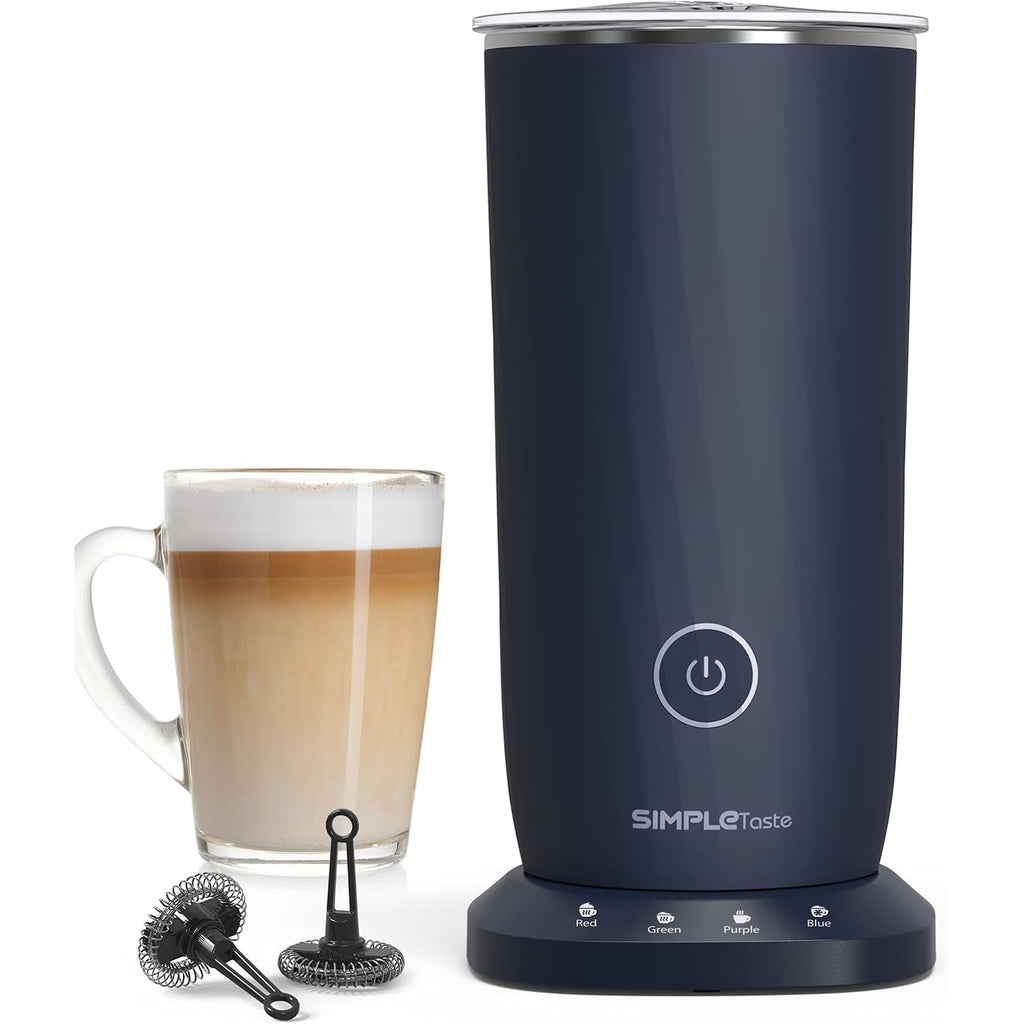 Simpletaste Milk Frother, 4-In-1 Electric Milk Frother And Steamer, Automatic Warm And Cold Foam Maker And Milk Warmer For Latte, Cappuccinos, Dark Blue
