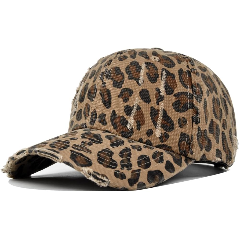 Women'S Leopard Print Hat - Sun Protection Adjustable Cheetah Print Baseball Cap Trucker Hat For Outdoor