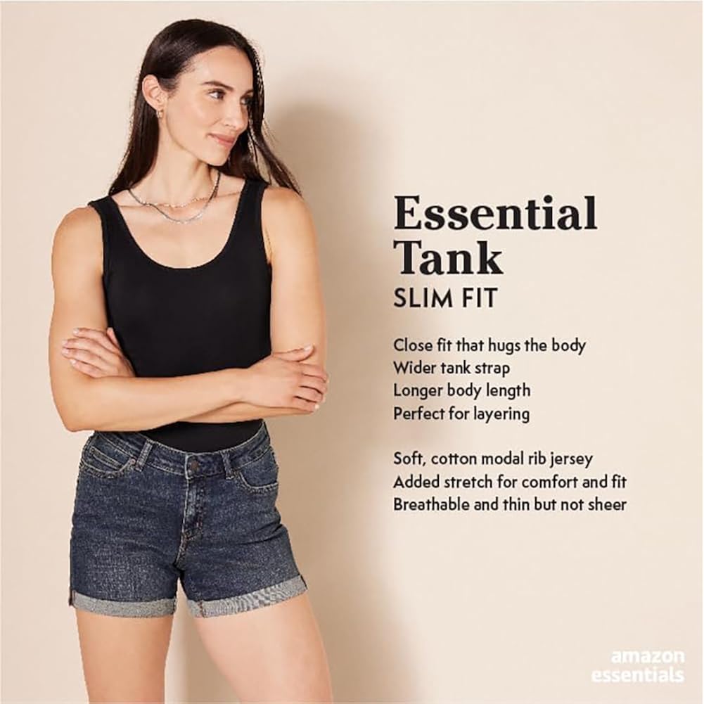 Amazon Essentials Women's Slim-Fit Scoop Neck Tank Top, Pack of 2, Beige/Dusted Pearl, Large