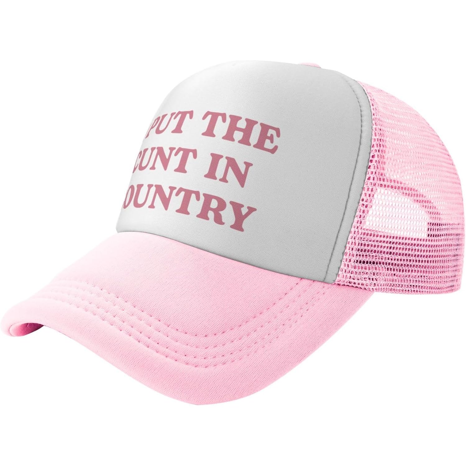 Funny Trucker Hats for Women Hot Pink Funny Gag Baseball Cap for Girls Women Men Hat I Put the Cunt in Country