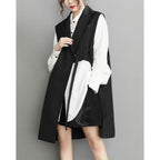 Ellazhu Women'S Funky Lapel Collar Cardigan Vest Solid Color Assymmetrical Sleeveless Outerwear Gz121 A