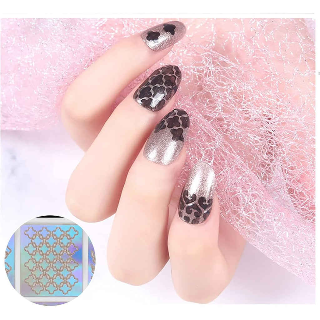 144 Pcs Reusable Nail Stencils & Vinyls Kit, Nail Art Stickers for DIY with Floral, Geometric, Lace Patterns | Hollow Out Design Decoration for Coffin, Almond Nails