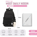 Girls Backpack For College High Middle School, Cute Teen Bookbag | Aesthetic Backpacks For Student Women With Accessories