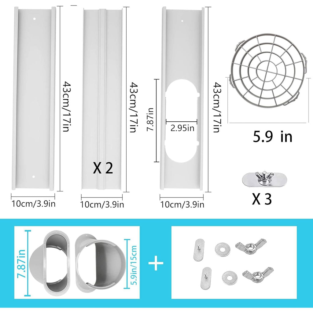 Lezifu Portable Air Conditioner Kit With Hose, Adjustable Window Seal With 5.9 Inch Diameter 59" Length Hose For Vertical/Horizontal Window