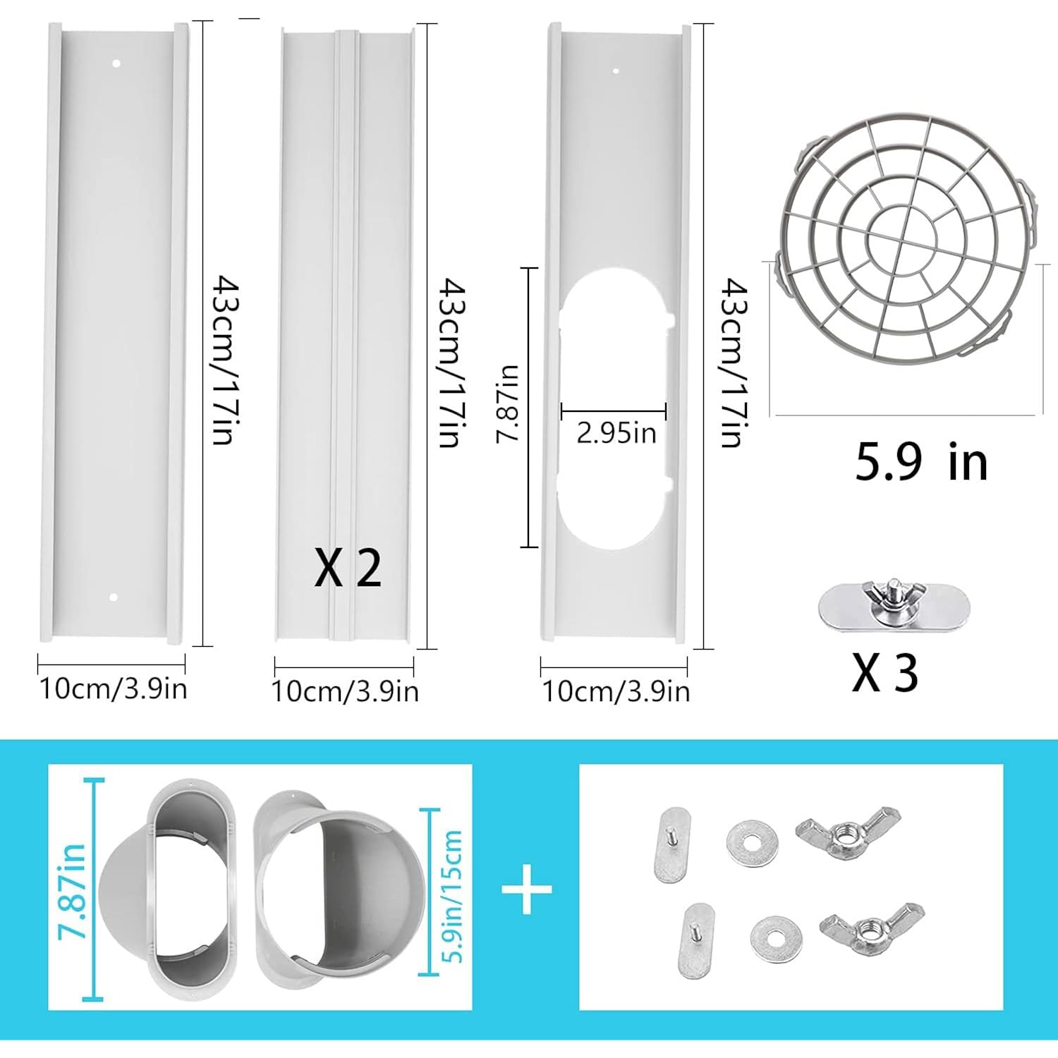 Lezifu Portable Air Conditioner Kit With Hose, Adjustable Window Seal With 5.9 Inch Diameter 59" Length Hose For Vertical/Horizontal Window