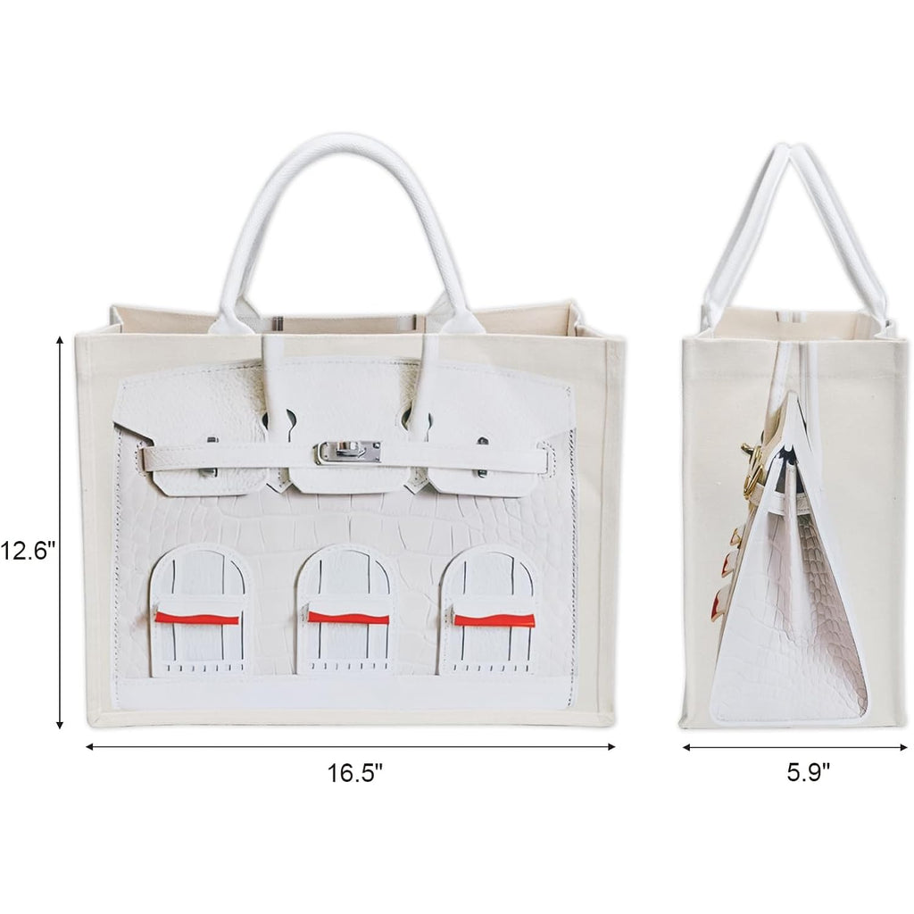 16Oz Sturdy Canvas Tote Bag For Women, Luxury Illusion Print Handbag, Unique Bridesmaid Gift & Work Bag