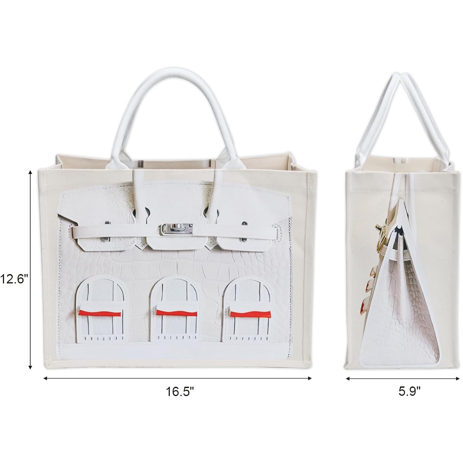 16Oz Sturdy Canvas Tote Bag For Women, Luxury Illusion Print Handbag, Unique Bridesmaid Gift & Work Bag