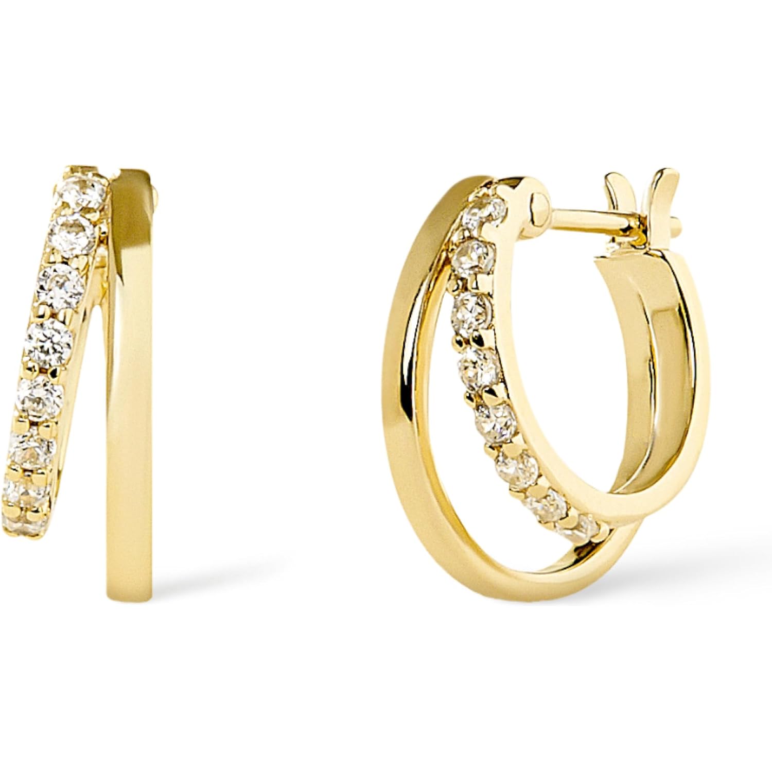 Ana Luisa Double Hoop Earrings for Women - 14K Gold Plated & Silver Rhodium Huggie Hoops - Hypoallergenic, Water-Resistant, Tarnish-Free, Small, Dainty & Trendy Two Hoop Earring Styles for Daily Wear
