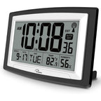 Atomic Clock With Indoor Temperature And Humidity, 12.5 Inch Self-Setting Digital Wall Clock Or Desk Clock, Battery Operated Digital Clock Large Display For Seniors, Auto Dst