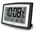 Atomic Clock With Indoor Temperature And Humidity, 12.5 Inch Self-Setting Digital Wall Clock Or Desk Clock, Battery Operated Digital Clock Large Display For Seniors, Auto Dst
