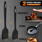 Walfos 600°F Heat Resistant Silicone Basting Brushes Bpa Free Pastry Brush, Spread Oil Butter Sauce For Bbq Grill Baking Kitchen Cooking, Dishwasher Safe (2 Size)