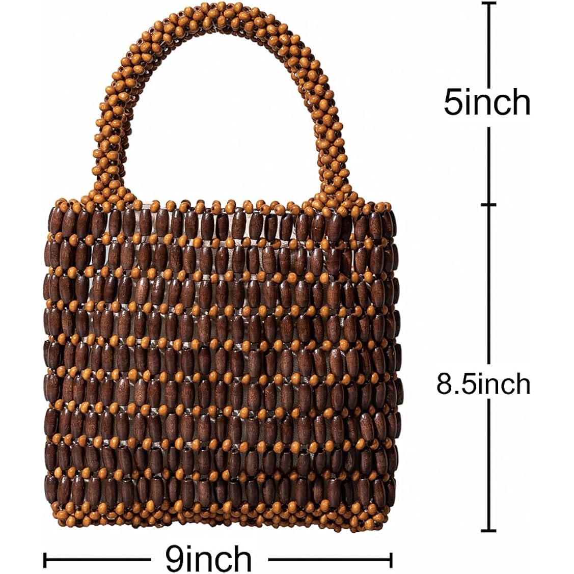 Small Tote Bag Wooden Bead Bag Woven Handbag Clutch Purses For Women