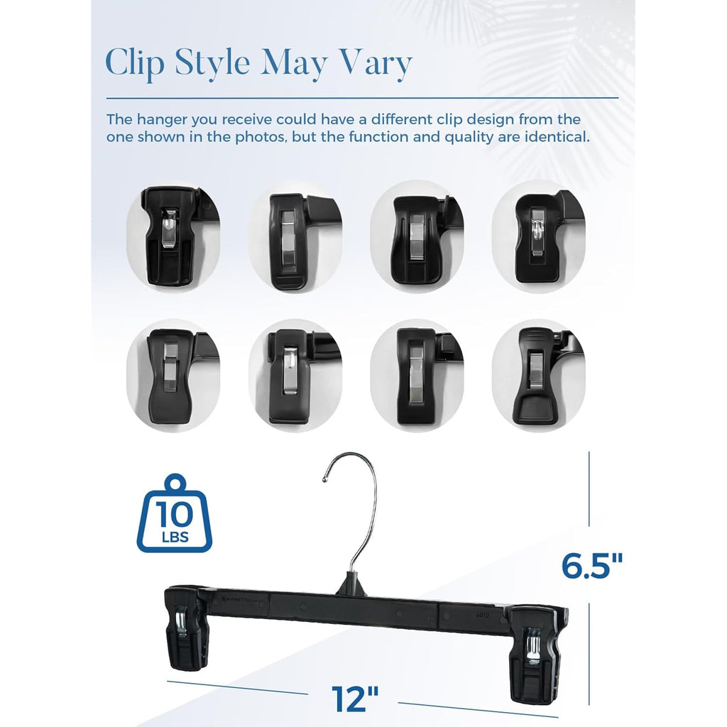 Smartor Pants Hangers - 30 Pack, Black Clips Hangers With 360° Hooks, Shorts Hanger With Strong Clamps, Dress, Heavy Duty As Trousers, Skirt, Jeans, Towel And Bottom Clothes -12 Inch