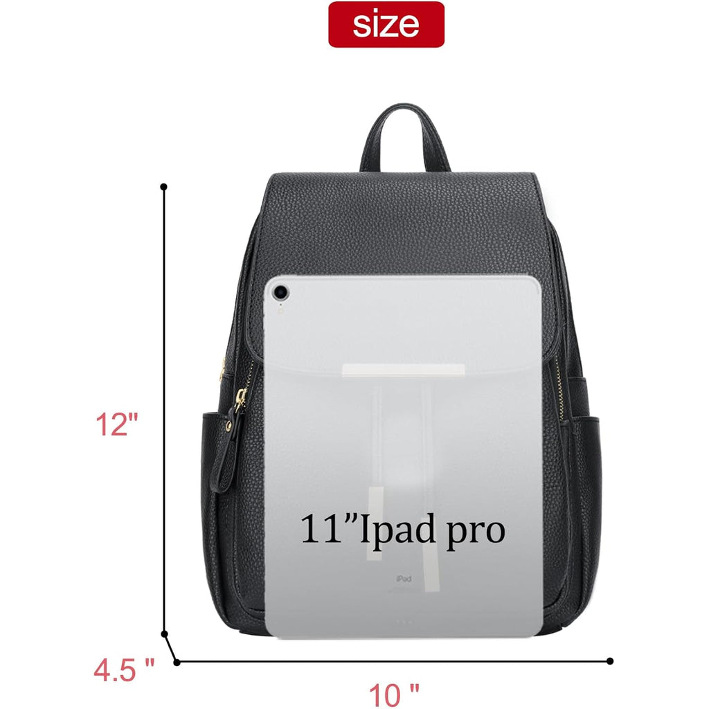 KKXIU Trendy Leather Backpack Purse for Women and Ladies Shoulder Travel Daypacks Bags (A-Black)