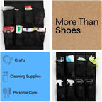Gorilla Grip Over The Door Shoe Organizer, 24 Large Breathable Mesh Pockets, Space Saving Hanging Storage Holder, Closet Rack Hanger Holds Up To 40 Lbs, Hangs On Closets For Shoes, Accessories, Black