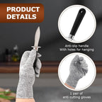 Oyster Shucker Set, 2-Piece Professional Oysters Shucking Knives And Cut Resistant Gloves For Oysters, Clams & Shellfish Opener Kit For Home Kitchen, Oyster Bar & Seafood Party