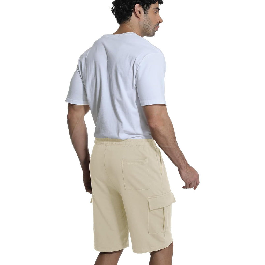 Mens Casual Cargo Shorts Cotton Elastic Waist Drawstring Sweat Shorts Gym Workout Jogger Shorts