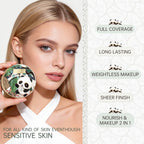Catkin Panda Land Full Coverage Cushion Fondation, Breathable Hydrating Nourishing Poreless Face Makeup Save For Sensitive Skin,Sheer Finish (C02 Light Beige)