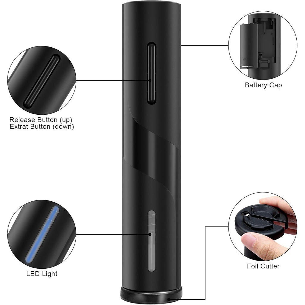 COKUNST Electric Wine Opener, Battery Operated Wine Bottle Openers with Foil Cutter, One-click Button Corkscrew Remover for Home Kitchen Party Wedding