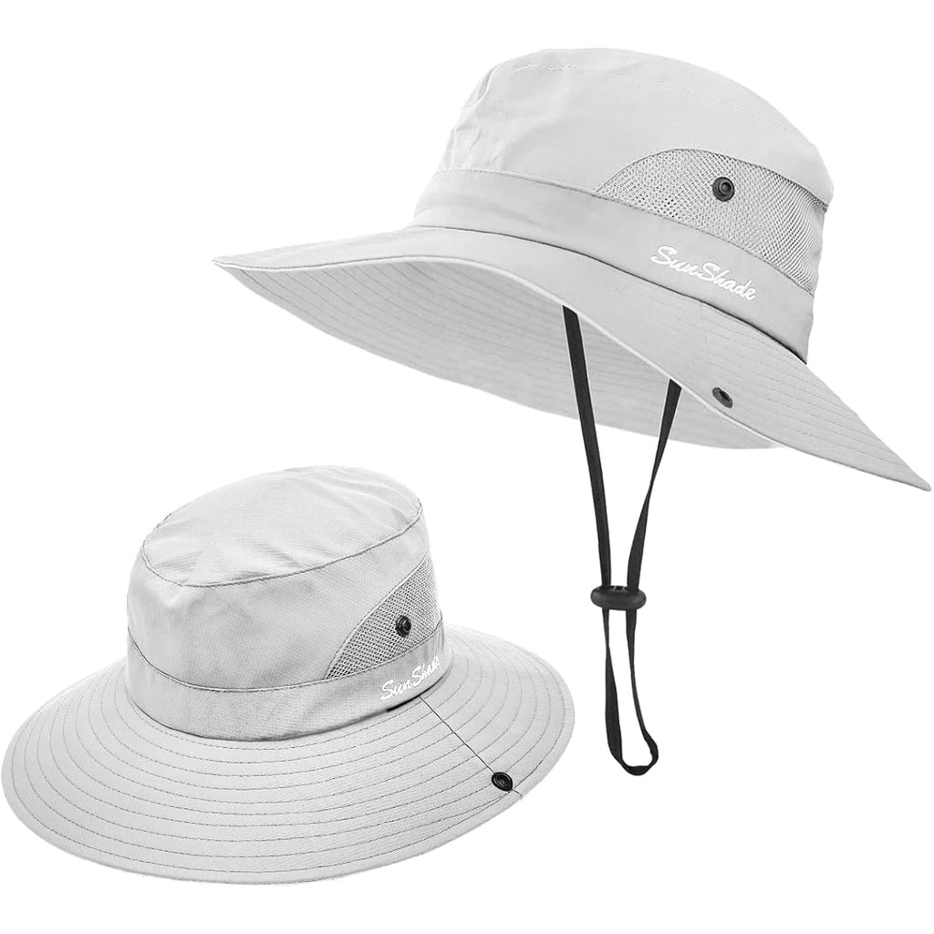 3 Pieces Womens Ponytail Wide Brim Sun Hat Packable UV Protection Beach Cap for Fishing & Hiking Gray＆army Green＆beige