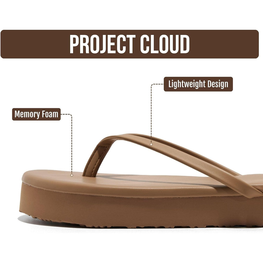 Project Cloud Platform Sandals Women - Memory Foam Insole Flip Flops And Lightweight Womens Sandals - Non-Slip Summer Thong Sandals For Women 2026 (Elevation)