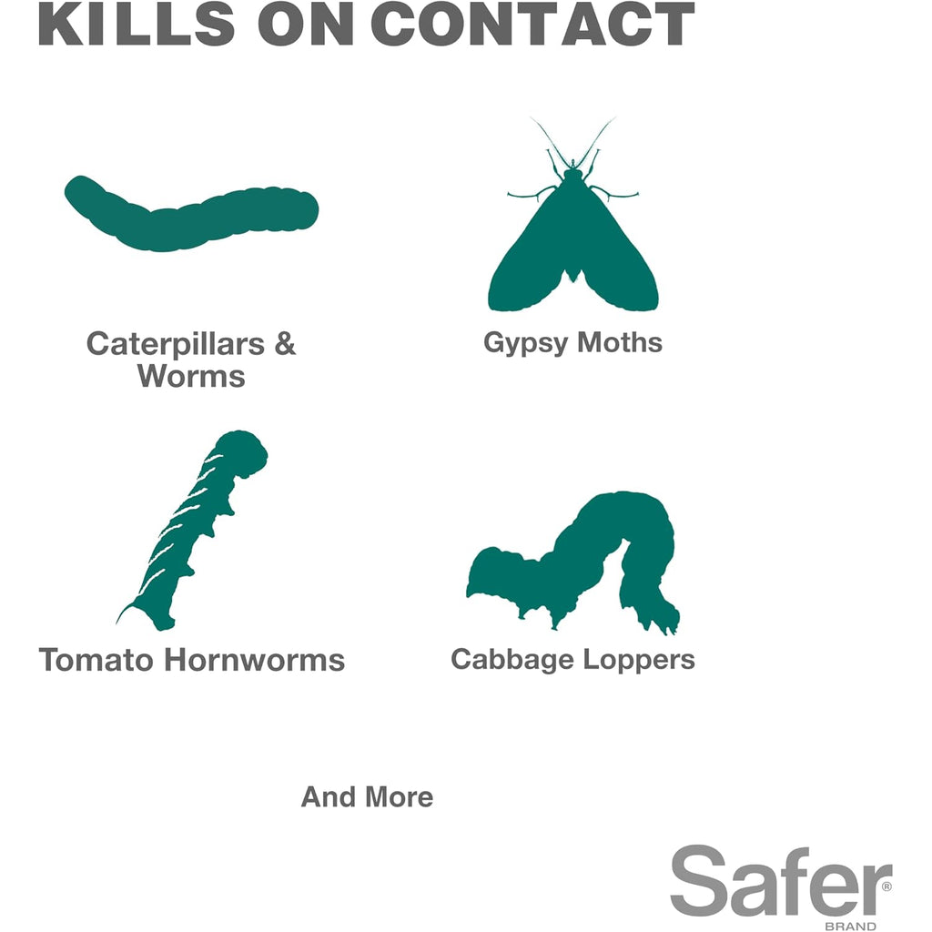 Safer Brand Caterpillar Killer Ii Concentrate Spray, 16 Fl Oz | Kills Caterpillars, Gypsy Moth Larvae, Worms & Cabbage Loopers, Organic Pest Control Spray, Outdoor Use In Plants & Gardens