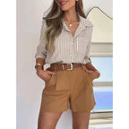 Siliteelon Striped Button Down Shirts For Women Dress Shirts Long Sleeve Casual Collared Office Work Shirt With Pocket