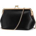 Women's Kiss Lock Crossbody Bag PU Medium Handbags Kiss Clasp Crossbody Shoulder Bags Tote Purse Messenger Handbag