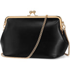 Women's Kiss Lock Crossbody Bag PU Medium Handbags Kiss Clasp Crossbody Shoulder Bags Tote Purse Messenger Handbag