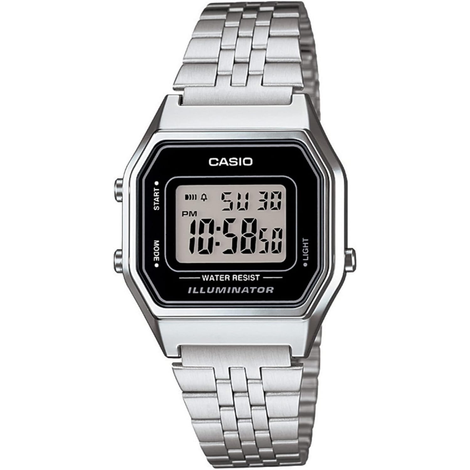 Casio Ladies Mid-Size Silver Tone Digital Retro Watch La-680Wa-1Df
