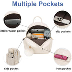 Girls Fashion Mini Backpack Purse Small Cute Plaid Leather Women Backpacks Little Bag (Ivory)