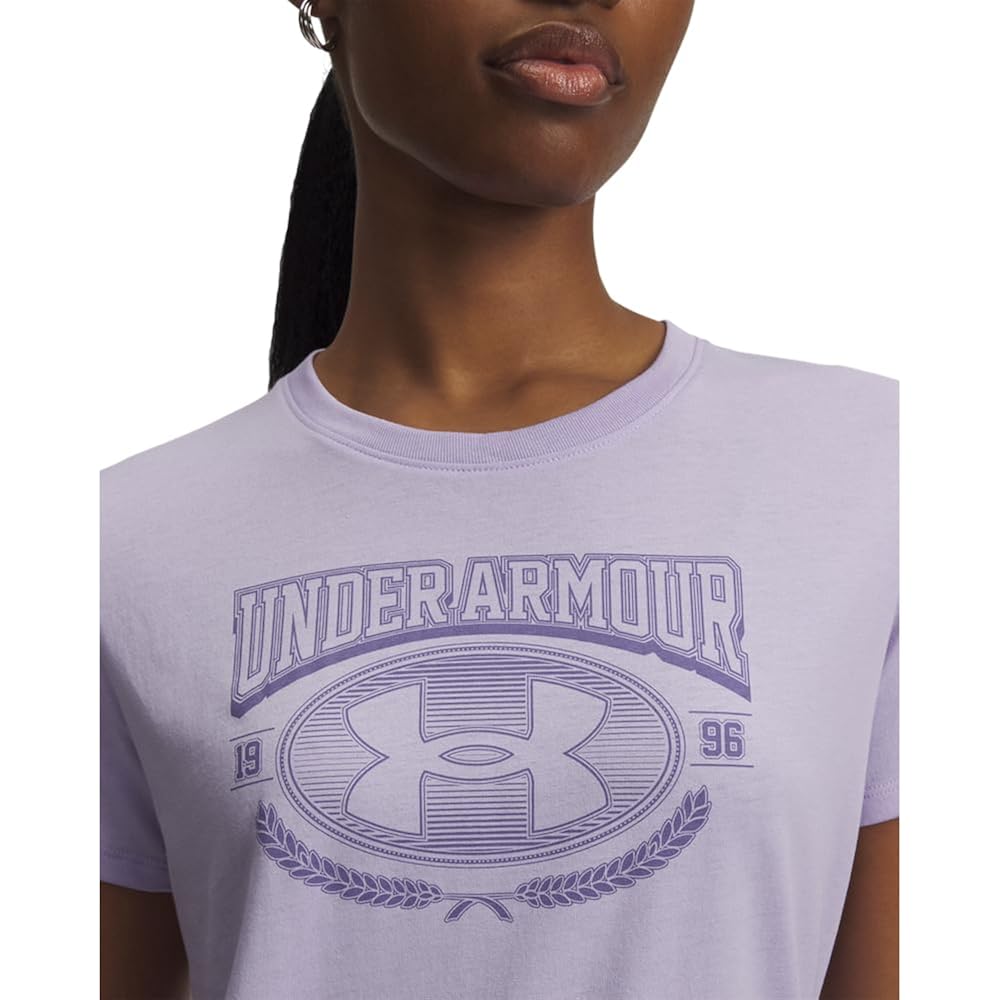 Under Armour Women's Varsity Short Sleeve T Shirt (536) Purple Crest / / Purple Luxe