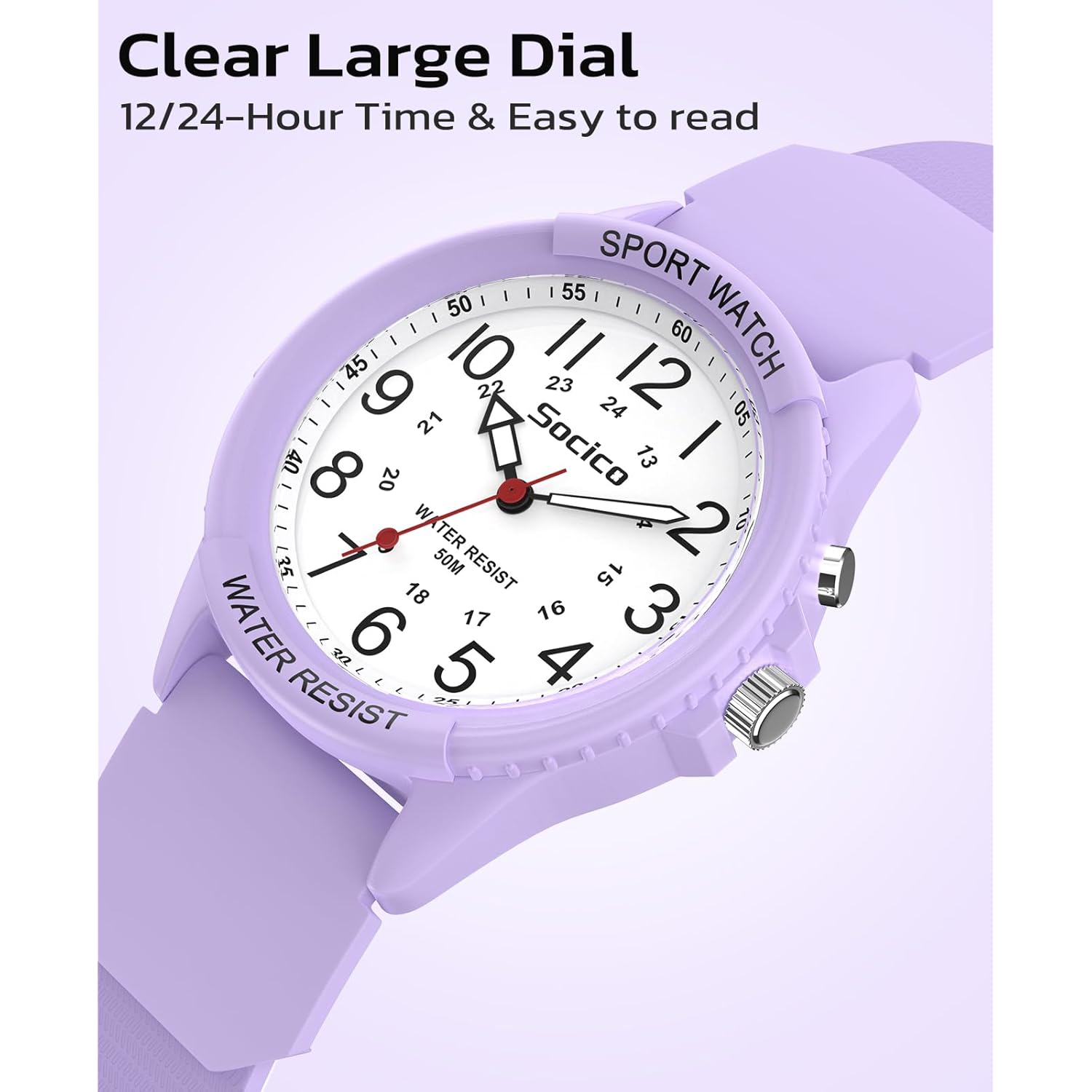 SOCICO Watch for Men Women Big Face Classic Analog Quartz Sports Backlight Unisex Waterproof Nurse Watch for Medical Army Military Time with Second Hand Easy to Read Casual Wristwatch