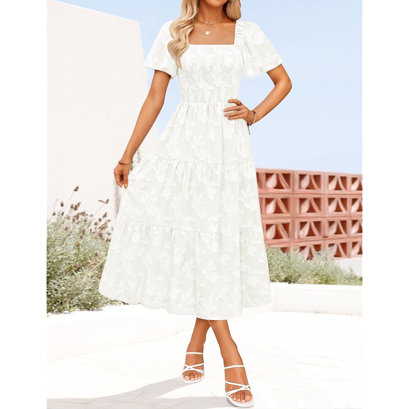 Zesica Wedding Guest Dresses For Women Summer 2026 Boho Floral Midi Dress Flowy Beach Vacation Graduation Long Dresses