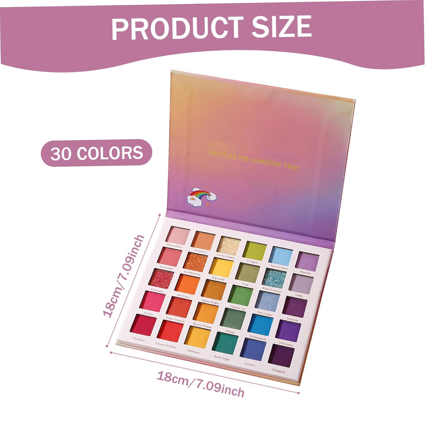 Glitter Eyeshadow Palette, 30 Color Waterproof Rainbow Palette, Highly Pigmented Mattes And Shimmer