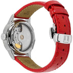 Tissot Womens Tissot Chemin Des Tourelles Powermatic 80 Lady 316L Stainless Steel Case Automatic Watch, Red, Leather, 16 (T0992071611800)