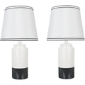 Aspen Creative 40114-32, Two Pack Set - 18 1/2" High Traditional Ceramic Table Lamp, Off White & Black And Empire Shaped Lamp Shade In Off White, 10" Wide