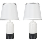 Aspen Creative 40114-32, Two Pack Set - 18 1/2" High Traditional Ceramic Table Lamp, Off White & Black And Empire Shaped Lamp Shade In Off White, 10" Wide