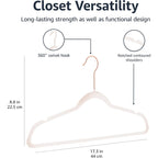 Amazon Basics Space Saving Slim Velvet Non-Slip Suit Clothes Hangers, Sturdy Construction, Closet Organizer, Pack Of 50, Blush Pink/Rose Gold