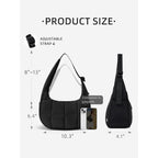Westbronco Small Puffer Crescent Shoulder Bag For Women, Nylon Quilted Shoulder Purses, Puffy Handbags With Adjustable Strap