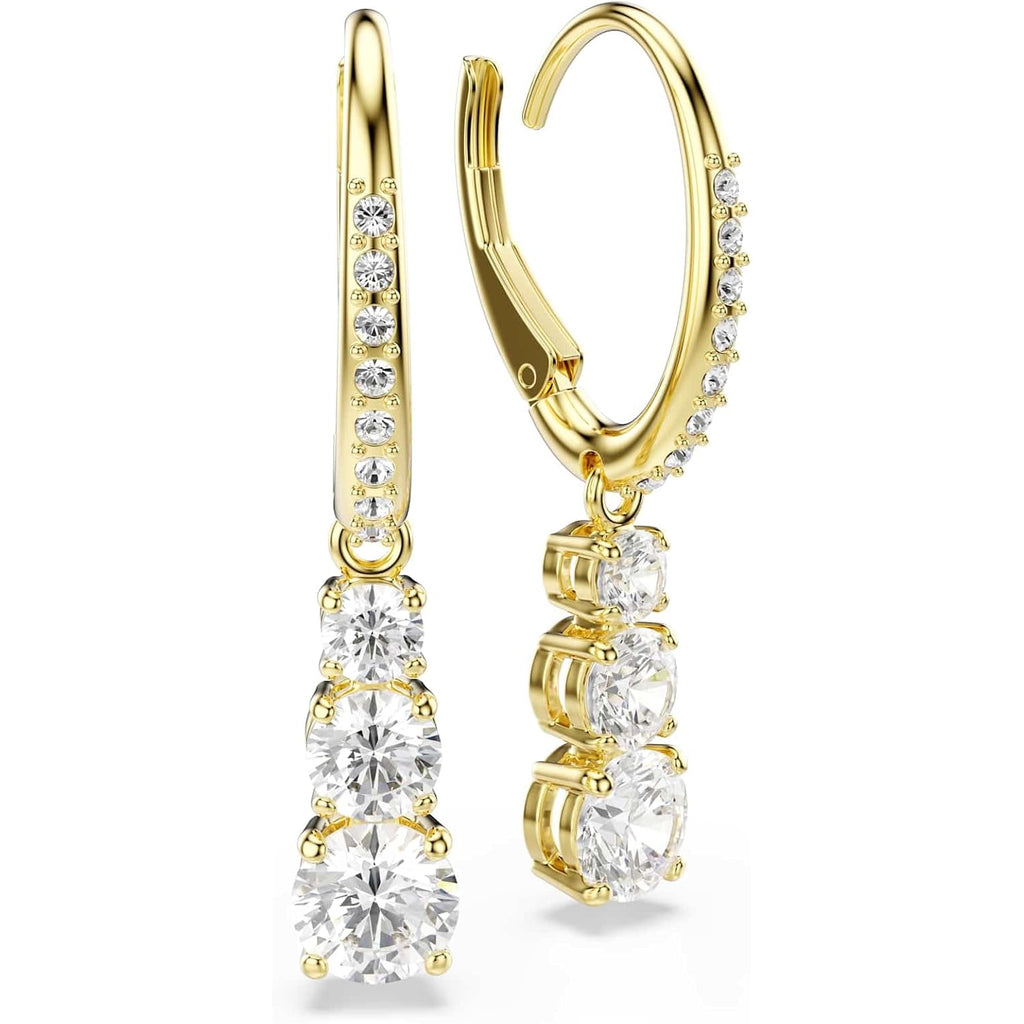 Swarovski Stilla Attract hoop earrings, Round cut, White, Gold-tone Finish